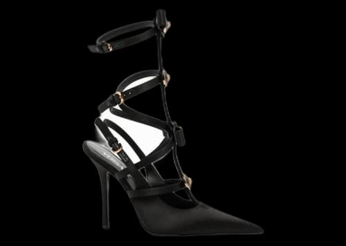 Versace Caged Satin Pumps Black (Women's)