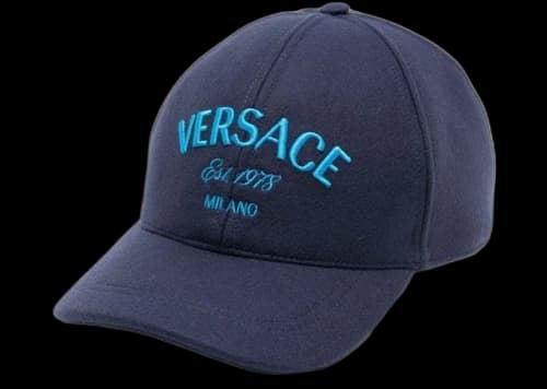 Versace Logo Embroidered Baseball Cap Blue