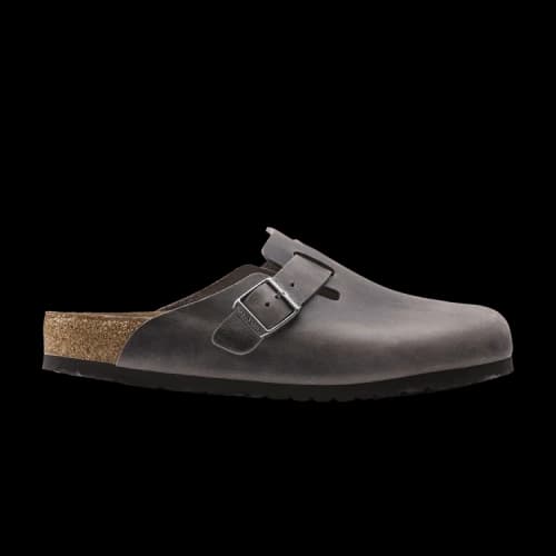 Birkenstock Boston Soft Footbed Oiled Leather Sandals 'Iron'