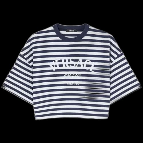 Versace L'Ancora Crop T-Shirt 'White/Navy/Multicolor'
