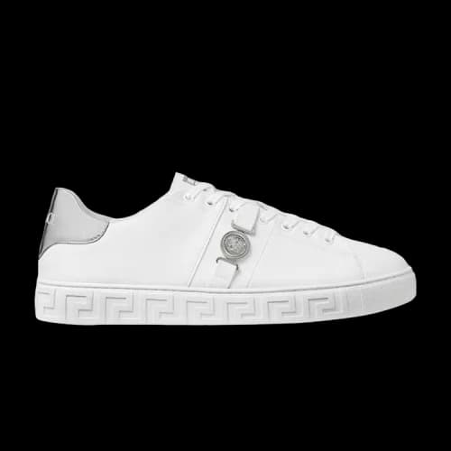Versace Greca Leather Sneaker 'White Silver'