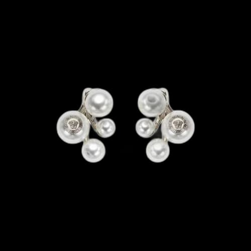 Versace Faux Pearl Earrings 'Palladium/White'