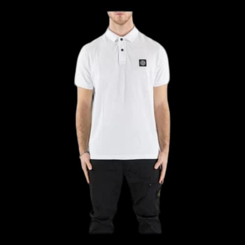 STONE ISLAND Compass-patch Short-Sleeved Polo Shirt 'White'