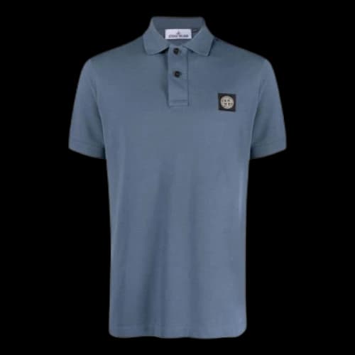 STONE ISLAND Logo Patch Polo Shirt 'Blue'