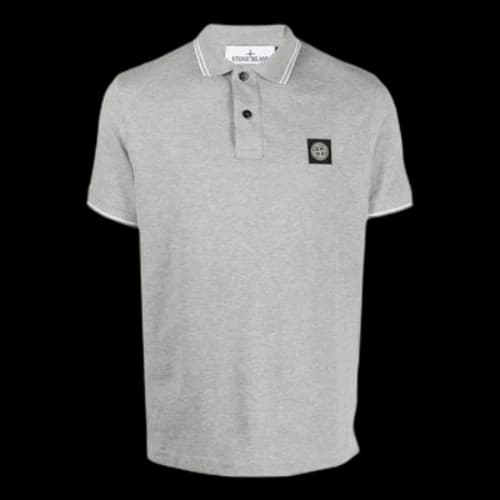 STONE ISLAND Patch Polo Shirt 'Grey Marl'