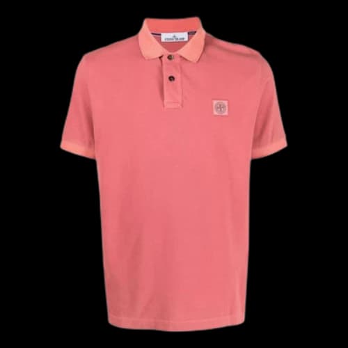 STONE ISLAND Logo-Patch Polo Shirt 'Pink'