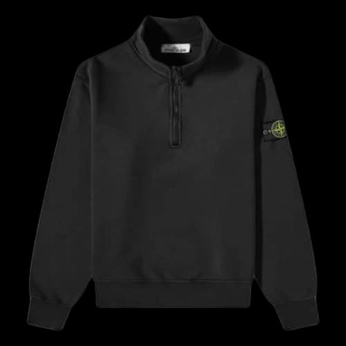 STONE ISLAND Garment Dyed Half Zip Sweatshirt 'Black'