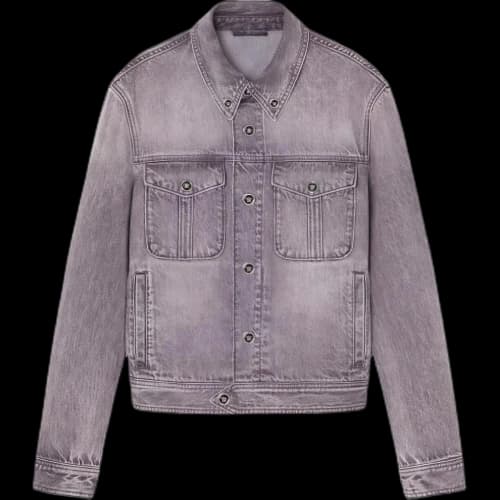 Versace Stone Wash Denim Jacket Mid Grey
