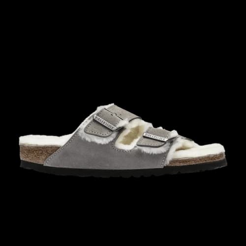 Birkenstock Arizona Shearling Suede Leather Narrow 'Stone Coin'
