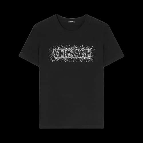 Versace Logo Embellished T-Shirt 'Black/Crystal'
