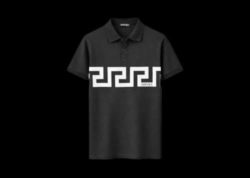Versace Short Sleeve Cotton Polo Shirt Black