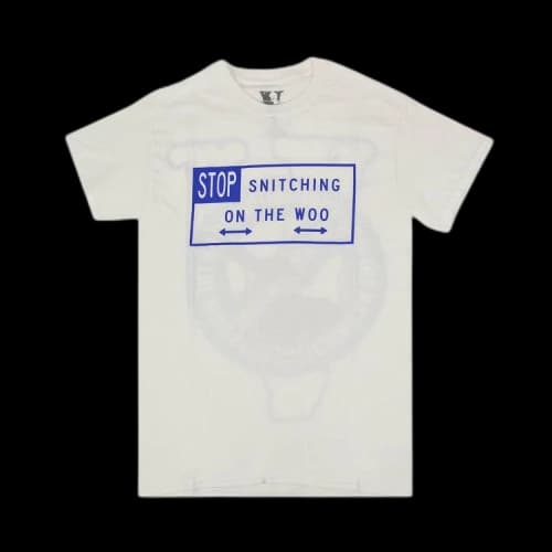 Vlone x Pop Smoke Stop Snitching Short-Sleeve T-Shirt 'White/Blue'