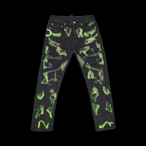 Vlone x Endless Embroidered And Distressed Denim Jeans 'Black/Less Green'