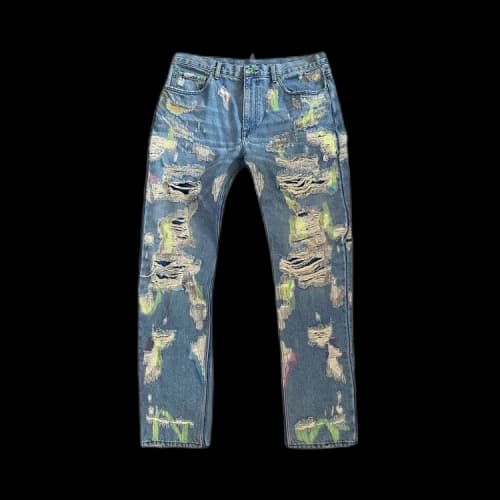 Vlone x Endless Distressed Denim Jeans 'Blue/Green'