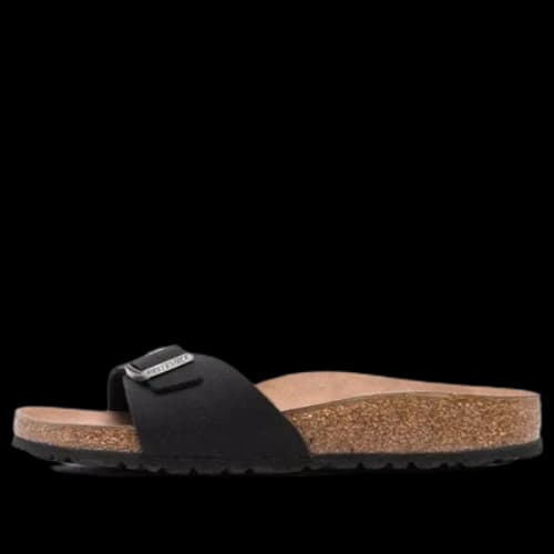 Birkenstock Madrid Vegan Birko-Flor Birkibuc Narrow Fit Sandals 'Black'