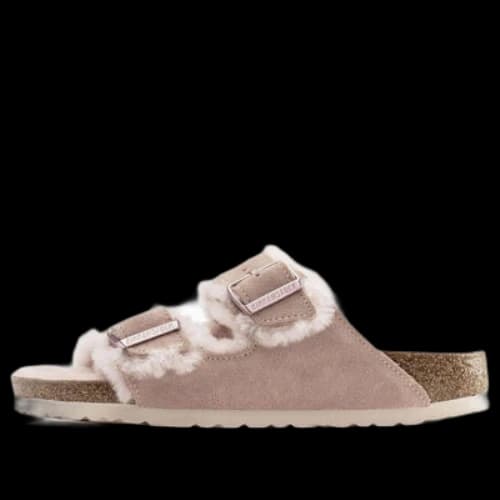 Birkenstock Arizona Shearling Suede Leather Sandals 'Light Rose' (Women's)
