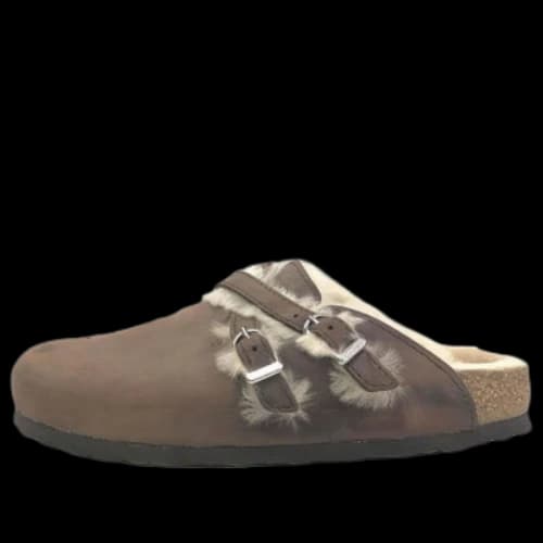 Birkenstock Blair Shearling Oiled Leather Sandals 'Brown' (Women's)