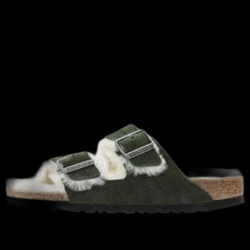 Birkenstock Arizona Shearling Sandal Suede Leather Narrow Fit 'Green'