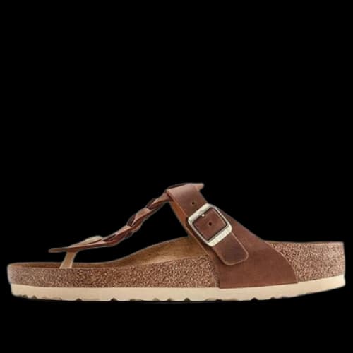 Birkenstock Gizeh Braided Waxy Leather Narrow Fit Sandals 'Cognac'