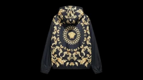Versace Baroque Print Hooded Jacket Black