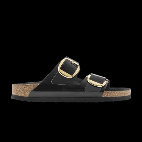 Birkenstock Arizona Big Buckle Natural Leather Narrow Fit Sandals 'Patent High Shine Black' (Women's)