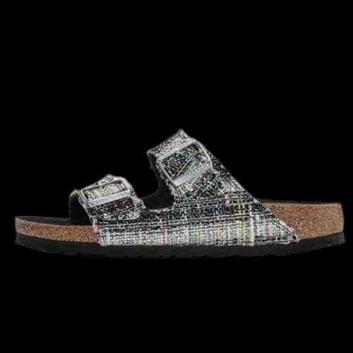 Birkenstock Arizona Rivet Logo Festive Weave Green Narrow Fit Sandals 'Textile Microfibre Vegan'