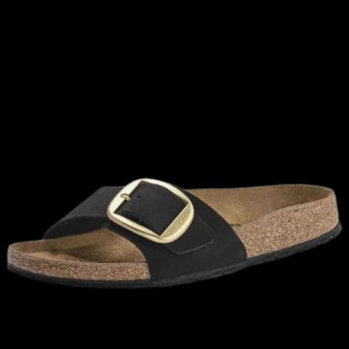 Birkenstock Madrid Big Buckle Nubuck Leather Narrow Fit Sandals 'Black'