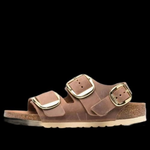 Birkenstock Milano Big Buckle Natural Leather Oiled Narrow Fit Sandals 'Cognac' (Women's)