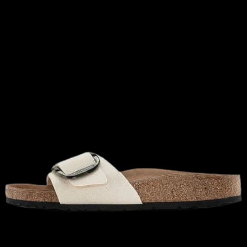 Birkenstock Madrid Vegan Big Buckle Textile Narrow Fit Sandals 'Eggshell' (Women's)