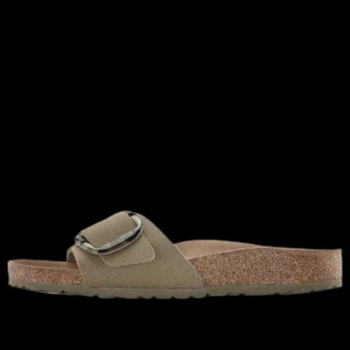 Birkenstock Madrid Vegan Big Buckle Textile Narrow Fit Sandals 'Faded Khaki' (Women's)