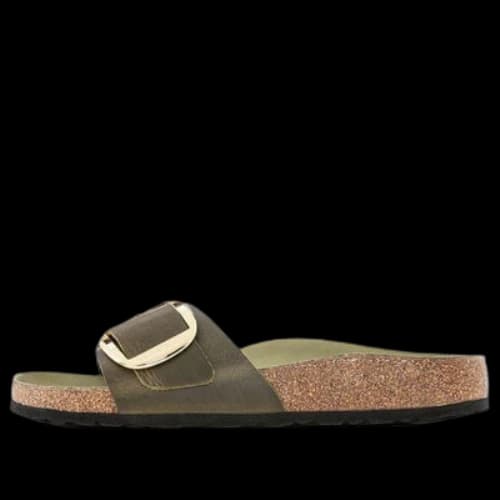 Birkenstock Madrid Big Buckle Natural Leather Oiled Narrow Fit Sandals 'Olive and Green'