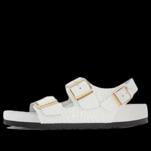 Birkenstock Milano Embossed Leather Narrow Fit Sandals 'Emboss white' (Women's)
