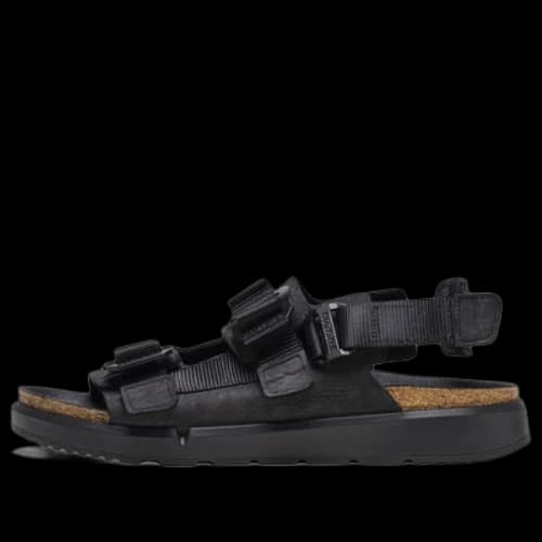Birkenstock Shinjuku Natural Leather Textile Sandals 'Black'