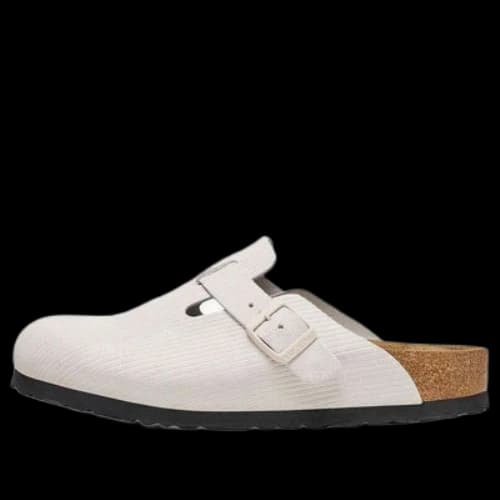 Birkenstock Boston Suede Leather Embossed 'Corduroy Antique White' (Women's)
