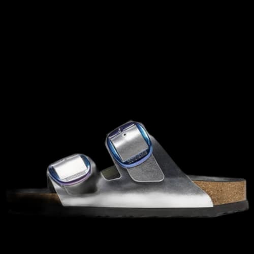 Birkenstock Arizona Big Buckle Natural Leather Narrow Fit 'Metalic Silver' (Women's)