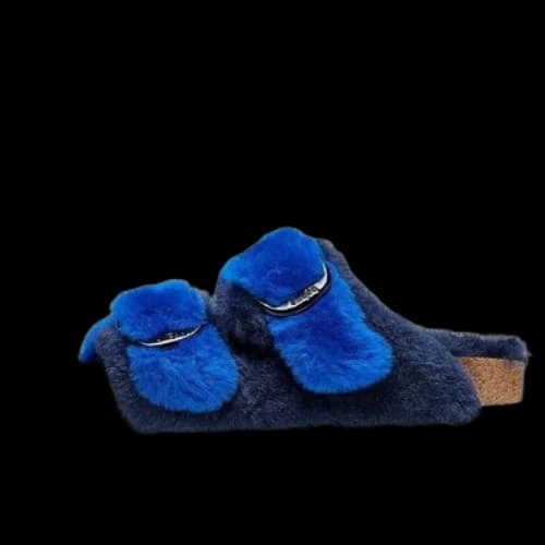 Birkenstock Arizona Big Buckle PAP Fur Narrow Fit 'Ultra Blue/Midnight' (Women's)