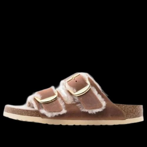 Birkenstock Arizona Big Buckle Shearling Oiled Leather Narrow Fit 'Cognac' (Women's)
