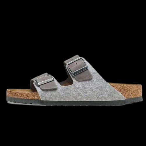 Birkenstock Arizona Leather/Textile/Felt Narrow Fit 'Light Grey'