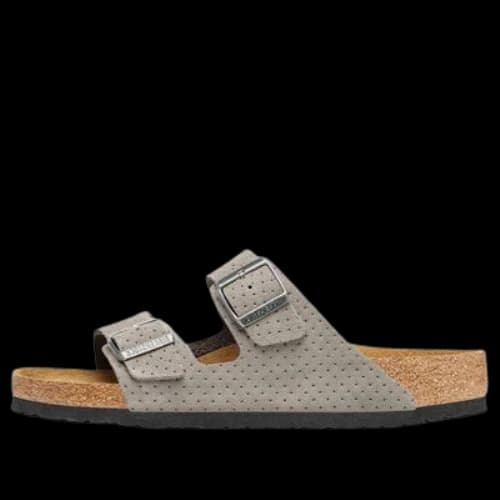 Birkenstock Arizona Suede Embossed Dotted Sandals 'Stone Coin'