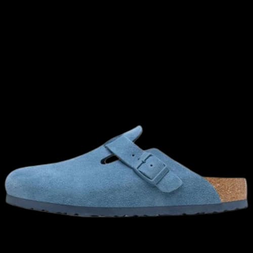 Birkenstock Boston Soft Footbed Suede Leather Narrow Fit Shoes 'Elemental Blue'