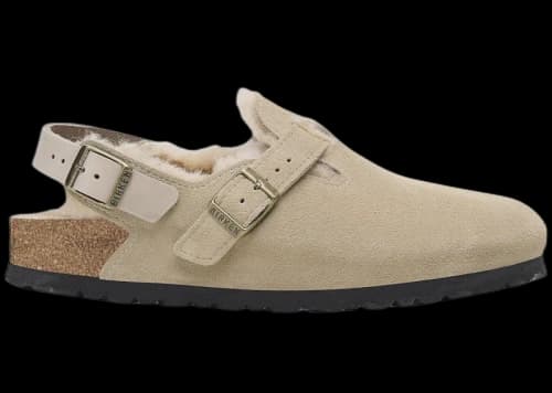 Birkenstock Tokio Shearling Suede Leather Taupe