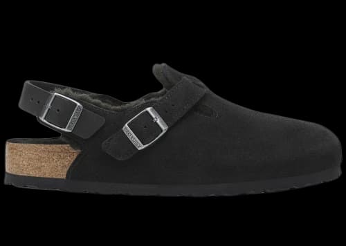 Birkenstock Tokio Shearling Suede Leather Black
