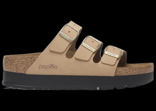 Birkenstock Florida Flex Platform Nubuck Leather Sandcastle