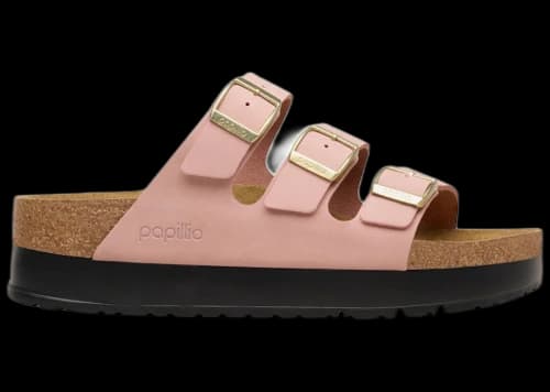 Birkenstock Florida Flex Platform Nubuck Leather Pink Clay