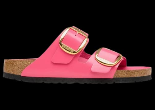 Birkenstock Arizona Big Buckle Natural Leather Patent High-Shine Fuchsia Tulip