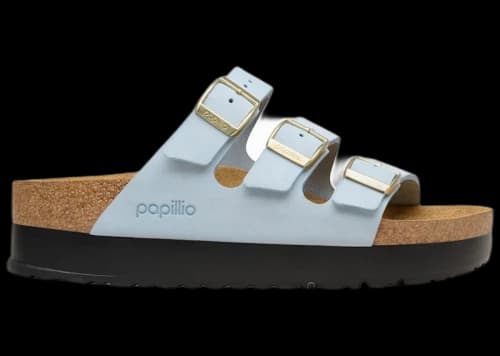 Birkenstock Florida Flex Platform Nubuck Leather Baby Blue