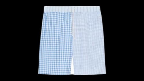 Bad Bunny x Zara Long Combined Check Swim Shorts White/Sky Blue