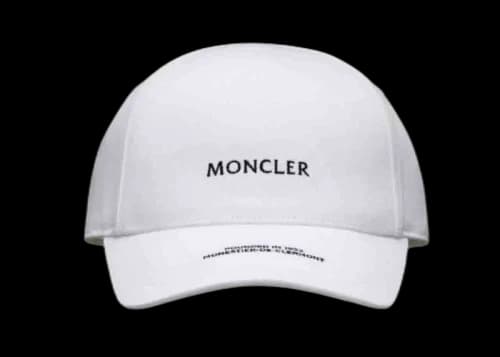 Moncler Logo Embroidered Baseball Cap Silk White