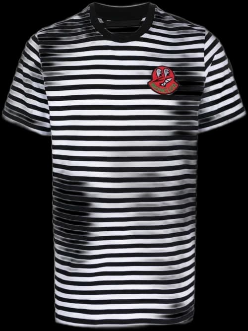 Moncler Logo Patch Striped T-Shirt Black/White