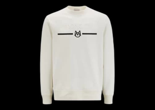Moncler Logo Matte Monogram Accents Crewneck Sweatshirt Off White